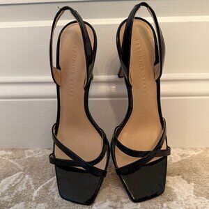 Veronica Beard Analita Slingback Sandal | Black Patent | 4" | 7.5M | $350 Retail